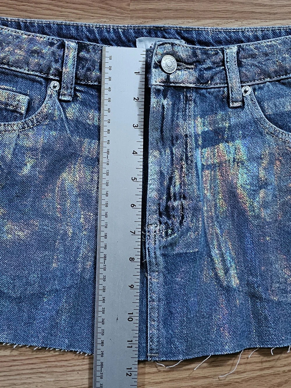 Forever 21 Blue Iridescent Denim Mini Skirt